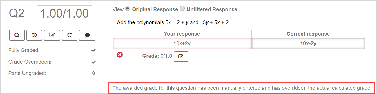A comment replaces the overall grade calculation.